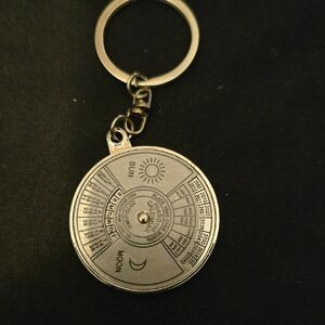 Silver Sun Calendar Keychain